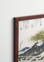 Plakat oprawiony w drewnianą brązową ramkę Vintage Italia: Góra Fuji z jeziora Ashi spowita chmurami Katsushika Hokusai