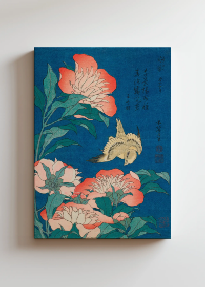 Piwonie i kanarek Katsushika Hokusai ukiyo-e obraz na płótnie