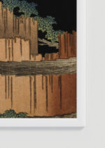 Zbliżenie na detale plakatu oprawionego w drewnianą białą ramkę od Plakatello®: Okiku japoński duch Katsushika Hokusai ukiyo-e