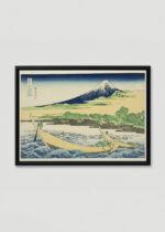 Plakat w drewnianej czarnej ramce: Hokusai góra Fuji ukiyo-e japoński drzeworyt vintage