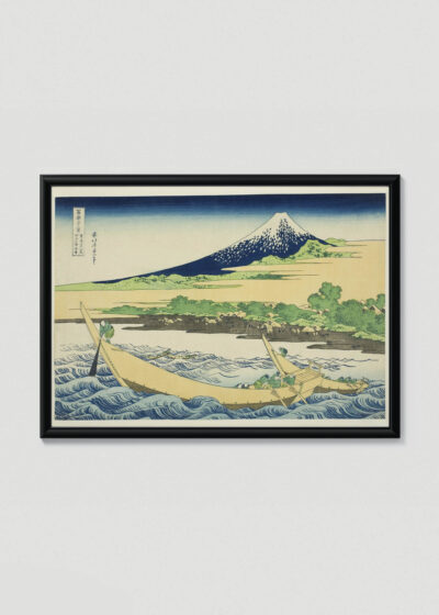 Plakat w drewnianej czarnej ramce: Hokusai góra Fuji ukiyo-e japoński drzeworyt vintage