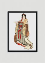 Plakat w drewnianej czarnej ramce: ukiyo-e Benzaiten Benten japońska bogini muzyki i miłości Hokusai