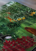 Zbliżenie na detale plakatu: Małpy w dżungli Henri Rousseau tropikalny naiwny