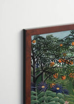 Plakat oprawiony w drewnianą brązową ramkę Vintage Italia: Henri Rousseau tropikalna dżungla kobieta w lesie