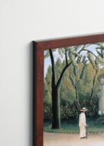 Plakat oprawiony w drewnianą brązową ramkę Vintage Italia: Henri Rousseau park spacerujące postacie sztuka naiwna