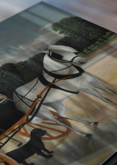Zbliżenie na detale plakatu: kariolka La Carriole du Père Junier Henri Rousseau