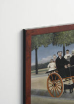 Plakat oprawiony w drewnianą brązową ramkę Vintage Italia: kariolka La Carriole du Père Junier Henri Rousseau