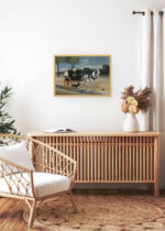 Aranżacja wnętrza, na ścianie wisi plakat w ramce: kariolka La Carriole du Père Junier Henri Rousseau