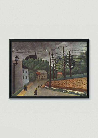 Plakat w drewnianej czarnej ramce: Henri Rousseau Widok na Malakoff, Hauts de Seine pejzaż vintage