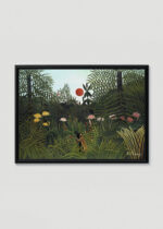 Plakat w drewnianej czarnej ramce: Negre attaque par un jaguar Henri Rousseau
