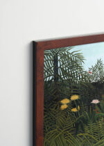 Plakat oprawiony w drewnianą brązową ramkę Vintage Italia: Negre attaque par un jaguar Henri Rousseau