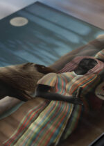 Zbliżenie na detale plakatu: Śpiąca cyganka La Bohémienne endormie Henri Rousseau