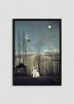 Plakat w drewnianej czarnej ramce: Henri Rousseau Karnawał wieczorem naiwne malarstwo