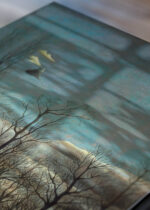 Zbliżenie na detale plakatu: Henri Rousseau Karnawał wieczorem naiwne malarstwo