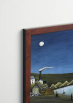 Plakat oprawiony w drewnianą brązową ramkę Vintage Italia: Sekwana w Suresnes Henri Rousseau nocny pejzaż z wieżą Eiffla