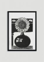 Plakat w drewnianej czarnej ramce: słonecznik w wazonie Samuel Jessurun de Mesquita