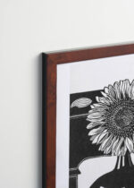 Plakat oprawiony w drewnianą brązową ramkę Vintage Italia: słonecznik w wazonie Samuel Jessurun de Mesquita