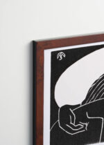 Plakat oprawiony w drewnianą brązową ramkę Vintage Italia: Samuel Jessurun de Mesquita drzeworyt czarno-biały orangutan