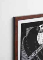 Plakat oprawiony w drewnianą brązową ramkę Vintage Italia: papuga drzeworyt Samuel Jessurun de Mesquita