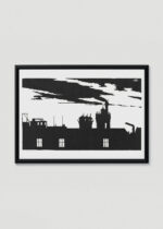 Plakat w drewnianej czarnej ramce: czarno-biały  industrialny Elektrownia gazowa w Amsterdamie