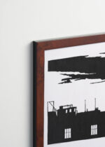 Plakat oprawiony w drewnianą brązową ramkę Vintage Italia: czarno-biały  industrialny Elektrownia gazowa w Amsterdamie