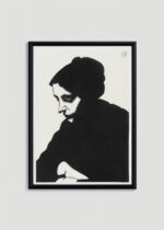 Plakat w drewnianej czarnej ramce: czarno-biały portret kobiety 1913 Samuel Jessurun de Mesquita