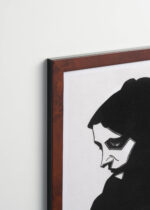 Plakat oprawiony w drewnianą brązową ramkę Vintage Italia: czarno-biały portret kobiety 1913 Samuel Jessurun de Mesquita