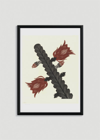 Plakat w drewnianej czarnej ramce: Kaktus w rozkwicie 1929 Samuel Jessurun de Mesquita