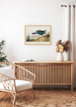 Aranżacja wnętrza, na ścianie wisi plakat w ramce: Kokoszka kurka wodna John James Audubon ptaki Ameryki