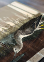 Zbliżenie na detale plakatu: Brodziec żółtonogi John James Audubon ptaki Ameryki