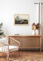 Aranżacja wnętrza, na ścianie wisi plakat w ramce: Brodziec żółtonogi John James Audubon ptaki Ameryki