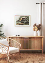 Aranżacja wnętrza, na ścianie wisi plakat w ramce: Amerykański Awocet - ilustracja Johna Jamesa Audubona