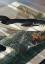 Zbliżenie na detale plakatu: Alka olbrzymia - ilustracja Johna Jamesa Audubona