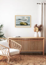 Aranżacja wnętrza, na ścianie wisi plakat w ramce: Mewa Perłowa - John James Audubon Birds of America