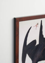 Aranżacja wnętrza, na ścianie wisi plakat w ramce: Fregata ptasica Johna Jamesa Audubona z Birds of America