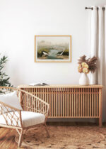 Aranżacja wnętrza, na ścianie wisi plakat w ramce: brodźce plamiste Audubon ptaki vintage natura