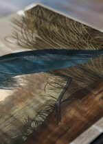 Zbliżenie na detale plakatu: Czapla błękitna John James Audubon vintage