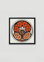 Plakat w drewnianej czarnej ramce: kwiatowy Julie de Graag pelargonie vintage 1916