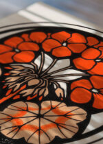 Zbliżenie na detale plakatu: kwiatowy Julie de Graag pelargonie vintage 1916