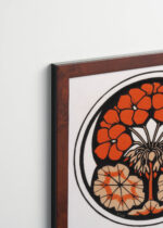 Plakat oprawiony w drewnianą brązową ramkę Vintage Italia: kwiatowy Julie de Graag pelargonie vintage 1916