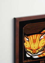 Plakat oprawiony w drewnianą brązową ramkę Vintage Italia: śpiący kot Julie de Graag 1917 secesja vintage