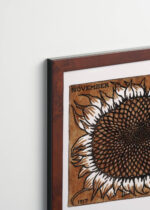 Plakat oprawiony w drewnianą brązową ramkę Vintage Italia: słonecznik listopad Julie de Graag 1917 vintage