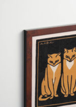 Plakat oprawiony w drewnianą brązową ramkę Vintage Italia: trzy rude koty Julie de Graag 1916 vintage