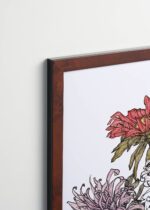 Plakat oprawiony w drewnianą brązową ramkę Vintage Italia: chryzantemy Julie de Graag botaniczny Art Nouveau