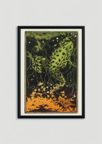 Plakat w drewnianej czarnej ramce: płynąca żaba Julie de Graag secesja art nouveau