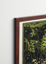 Plakat oprawiony w drewnianą brązową ramkę Vintage Italia: płynąca żaba Julie de Graag secesja art nouveau