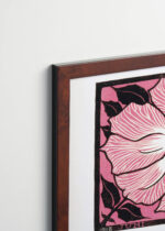 Plakat oprawiony w drewnianą brązową ramkę Vintage Italia: kwiat Julie de Graag 1918 różowy vintage retro