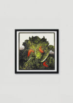 Plakat w drewnianej czarnej ramce: kapusta i ślimaki Julie de Graag Art Nouveau vintage