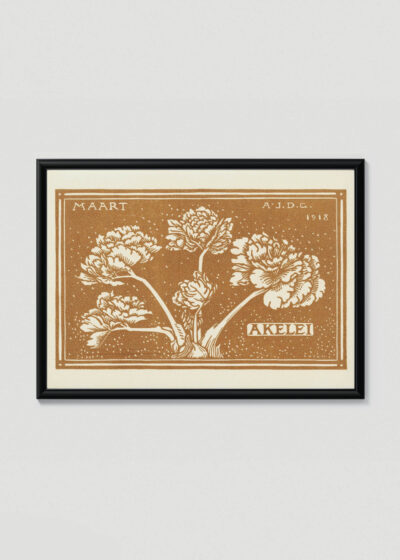 Plakat w drewnianej czarnej ramce: Akelei Orlik Julie de Graag 1913 Art Nouveau