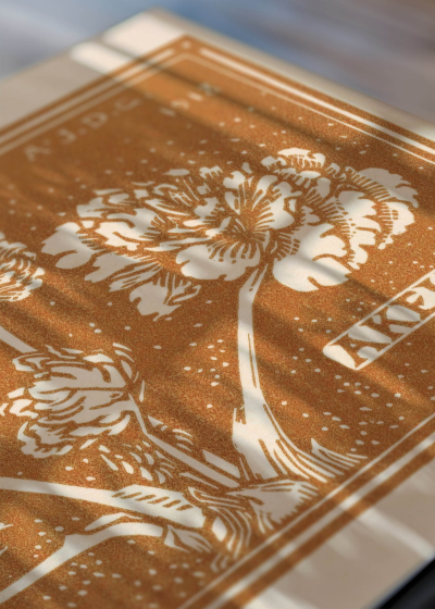 Zbliżenie na detale plakatu: Akelei Orlik Julie de Graag 1913 Art Nouveau